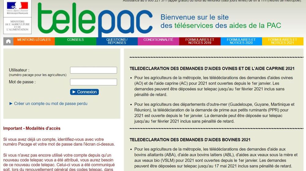 Pour être prises en compte pour la campagne Pac de 2021, les clauses de transfert de DPB ainsi que les pièces justificatives doivent obligatoirement être parvenues à la DDT avant le 17 mai 2021. © Capture d’écran Telepac